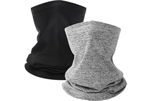 ViEinkaufen 2 Pcs Winter Neck Warmer Snood for Women and Men Windproof Neck Gaiter Fleece Bandana Face Covering Mask for Cycling Motorbike Hiking Bike Skiing Running Outdoor Sports Black & Grey