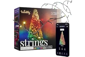 ‎TWINKLY Twinkly Strings 400 LED RGB+ Weiß, LED-Lichterkette, Smarte LEDs für den Innen- und Außenbereich, Kompatibel mit Alexa und Google Home, IP44, App-Steuerung, Schwarzes Kabel, 32m