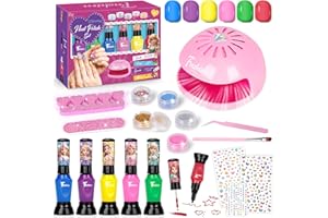 ‎CELECSTAN Nagellack für Kinder, Geschenke Mädchen 6 7 8 9 10 Jahre, Peel-Off Kindernagellack Ungiftig, Geburtstagsgeschenk Spielzeug für Mädchen 5-12 Jahre Kinder Nagelstudio 3-in-1Nagellackstift Nageltrockner