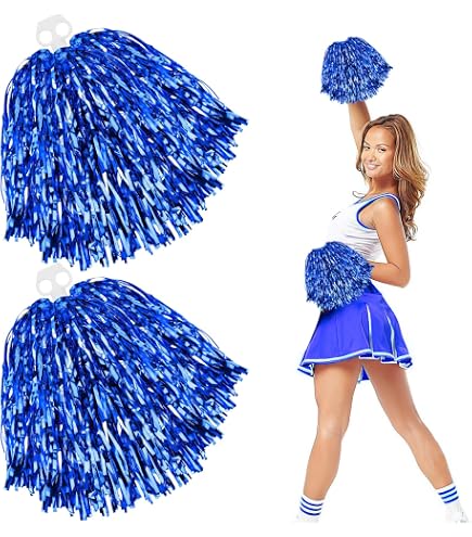 6 Pompons Cheerleading - PET Brillant - 24cm Longueur - Pour Sport, Fêtes, Danse - Multi-Couleurs