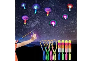 ZIYOUA 2024 Led Helicopter Shooters Toy, 12 Pcs Led Light Up Helicopter Slingshot Flying toys, Glow in The Dark Toys, Party Bag Fillers for Kids, Birthday Party Favours Return Gifts for Kids（12 Pcs）