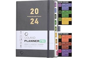 COLAND Academic Diary 2024 - Weekly & Monthly Planner Day a Page-January 2024 to December 2024, A5-21.3 × 14.8 cm, Week to View Diary 2024 Suitable for Schools, Office and Family