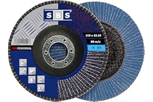 SBS Disques abrasifs à lamelles | Ø 115 mm | Grain 40 à 120 | Lot de 10 | Marron & Bleu Inox Métal & Bois Meuleuse d'angle roue de ponçage, Inox blau Korn 80, 0