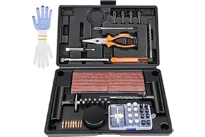 Kohree 99 Pezzi Kit Riparazione Pneumatici Auto Professional Kit di Riparazione Disponibile per Tutti i Pneumatici Tubeless per Auto, Motocicletta, Jeep, Camion, RV, ATV