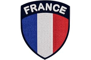EMBTAO Drapeau bouclier français Brodé Crochet et boucle d'attache Patch