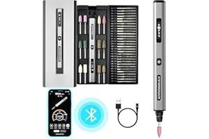 ARROWMAX Electric Engraving Pen, Polishing Pen with 42 Bits, Aluminum Case, Smart Motion Control, OLED, Bluetooth, APP, Wireless Magnetic Charge, for Jewelry, Wood, Glass, Stone, Carving (SGS PRO)