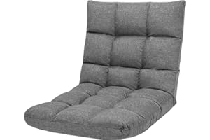 GOPLUS Krzesło podłogowe, sofa podłogowa z oparciem, fotel podłogowy z funkcją spania, krzesło typu Floor Chair, Lazy sofa, krzesło do medytacji do salonu i na balkon (ciemno-szare)