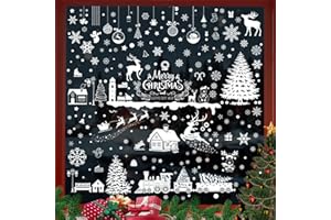Vetrofanie Natalizie Finestre,moinkerin 236 Pezzi 9 Fogli Alce - Tendine per Finestre Adesivi Natalizi per Finestre per la Decorazione della Finestra di Natale, Finestra di Vetro