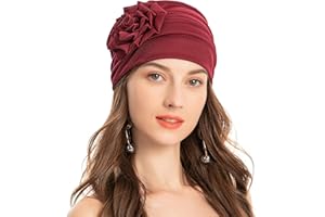 ZLYC Turbante da donna Beanie Hat con fiore Chemo copricapo elastico copricapo Wrap Cap