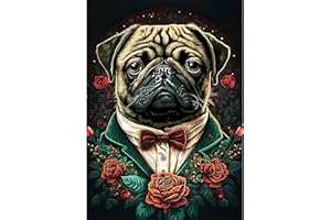 NAIMOER Diamond Painting Kits for Adults, Dog Diamond Art Kits Full Drill 5D Pitbull Diamond Painting Art, Flowers Diamond Dots Art and Crafts for Gift Home Wall Decor 12x16 Inch/30x40cm