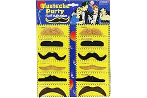 IRYNA Fake Moustache 12 Pack Black False Moustache Moustache Fancy Dress Stick On Moustache Pack Adults Novelty Joke False Moustache for Adults Kids Masquerade Party Favor Costume and Performance