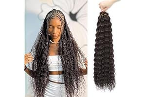 MLETULIPS Ocean Wave Crochet Hair Extensions Deep Wave Braiding Crochet Hair Soft Synthetic Curly Braiding Crochet Hair for Black Women (4#, 18 inch (pack of 6）)