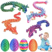 2 Figurines Dragon Articulé Imprimées En 3D Avec Œuf - 8 Cm - Jouet Collection Décoration Bureau Pour Enfants Et Adultes - 6