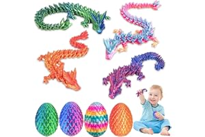 71NMLY 4PCS Dragon Eggs with Dragon Inside,Easter Gifts for Kids,3D Printed Fantasy Dragon Articulated Dragon Crystal Dragon Egg,Dragon Egg Fidget Toys,3D Printed Fidget Toy,Home Desk Decor Desk Toys