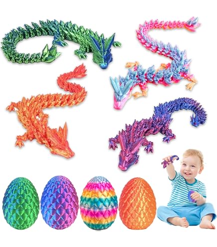 3D-gedruckter Glow-in-the-Dark Drache Im Ei – 27,9 Cm Beweglicher Drachen-Spielzeug Für Sammler & Fidget-Fans