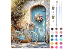 AIRDEA Fiori da bicicletta Dipingere con i Numeri Adulti, Paint by Numbers con Vernici e Pennelli, Kit di Pittura Acrilica Fai-da-Te per Adulti Principianti Decora la casa 40x50 cm (Nessuna Cornice)