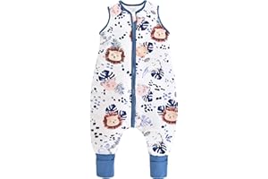 Chilsuessy Sacco nanna con gambe 2,5 Tog, sacco nanna invernale unisex, per tutto l'anno, con piedi, sacco a pelo per bambini