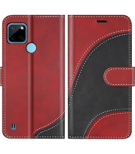 Cover per Realme C21Y/Realme C21 Custodia a Portafoglio, Pelle PU Magnetica Staffa Flip Custodia, Slot per Schede, Custodia a Portafoglio Compatibile con Realme C21Y/Realme C21-Blu Scuro