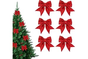 WYDEXINT 6 pcs Lazos Rojos de Navidad, Lazos de Decoracion, Lazos Arbol de Navidad,Lazos Rojos arbol Navidad, Decoracion de Arbol Navidad Lazos, Adecuado para Decorar Familiares, Fiestas Navideñas, Bodas