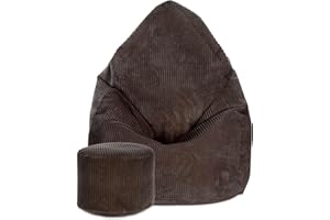 ‎DREAMROOTS DreamRoots Sitzsack Cord Erwachsener Sitzsäcke Jugendlicher Teenager 80x80x120cm - Sitzsack mit Füllung, Hocker, Lehne und Bezug - Bean Bag Chair - Sitzkissen Boden - Chill Sack