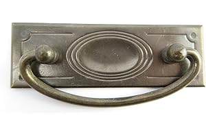 Clever-Deko Beschlag Messing Griffbeschlag Schrankgriff Schrank Schublade Schranktür Messing waagerecht mit Griff Sekretär brüniert Jugendstil Gründerzeit