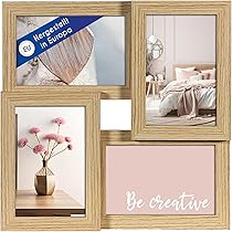 levandeo houten fotolijst kleur: eiken natuurbruin hoogwaardig verwerkt voor 12 foto's 10x15cm met glasplaten - horizontaal en verticaal fotogalerij collage fotocollage fotogalerij fotolijst