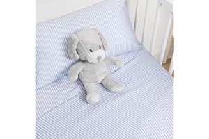 TRAMAS+ Set di Lenzuola per Culla e Miniculla, Lenzuola 100% Cotone Super Morbido per Bebè, Tessili per Cameretta 3 Pezzi con Disegni Allegri - 60x120cm, Kodac Celeste a righe