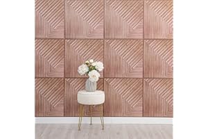 Tokenhigh 10Pcs 3D Wall Panels Self Adhesive, 30x30cm Wood Slat Effect Wallpaper, Waterproof Peel and Stick Wall Tiles, Decorative Wood Grain Printing Walls Stickers for Living Room (Brown)