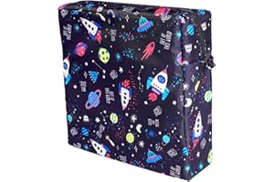 ROSELEY Washable Children Dining Chair Booster with Straps Kids Seating Cushion Removable Waterproof Cover Toddlers Mealtime Seating Pad High Chair Firm Support (Space)