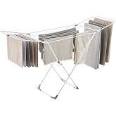 SONGMICS Folding Clothesline, 18 m, Steel, 15 kg, Indoor and Outdoor | BUNJI LLR540W01 Terrace Clothes Airer, 182 x 50 x 103