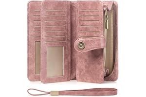 SENDEFN Portafoglio Donna in vera pelle,grande capacità Portamonete con Bloccaggio RFID, Portafoglio Donna porta Cerniera con 24 Titolari di Carta…