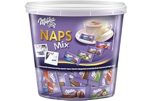 Milka Naps Mix - Assortiment de Chocolat au Lait du Pays Alpin : Chocolat au Lait, Crème Cacao, Noisettes, Fraise - Tubo d'1 kg