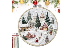 ZORUAM Christmas Embroidery Kit - Cross Stitch Kit for Adults and Beginners - DIY Home Decor Village
