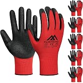 Flintronic 6 Pairs Professional Work Gloves, (L/9) | Men's Work Gloves, Latex Nylon Work Gloves, Mechanic Workshop Gloves, fo