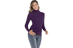 Enjoyoself Damen Strickpullover Gerippter Rollkragenpullover Feinstrick Elegant Langarm Strickpulli Stretch Warmer Winter Rolli
