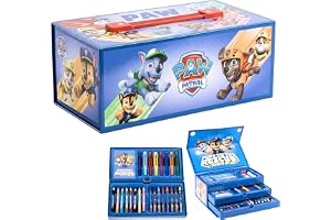 Paw Patrol målarväska för barn, 52 delar, bärbart kreativt kit med markörer, färgpennor och färgkritor, present för pojkar och flickor