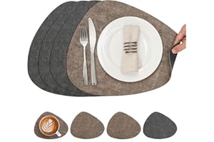 Chitomars Placemats and Coaster Set of 4, Place Mats Table Mats Coffee Mats Placemats set of 4 Triangle Waterproof Wipeable Dual Sided Kitchen Heat Resistant Non-Slip Washable