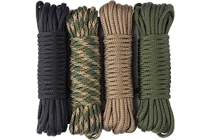 aufodara 4 Piezas 19ft/6 Metros Paracord Cuerda de Nailon Paracaídas Diámetro 4mm - 7 Hilos, Total 76ft