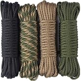aufodara 4 Pieces 19ft/6 Metres Paracord Parachute Nylon Rope Diameter 4 mm &ndash; 7 Strands, Total 76ft