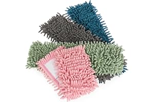 ‎COM-FOUR COM-FOUR® 4X Ersatz-Bezug für Bodenwischer - Wischbezug aus Microfaser Chenille zur gründlichen Reinigung - Wischmopp-Bezug zur Bodenreinigung (4 Stück - blau/rosa/grün/grau)