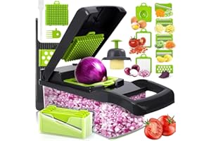 ETIEVORT Mandolina per Verdure, Taglia Verdure Multifunzione, 16 in 1 Tagliaverdure Manuale, Affetta Verdure Manuale, Taglia Verdure Cubetti con 7 Lame Diverse Per Aglio, Cavolo, Carote, Patate, Pomodori