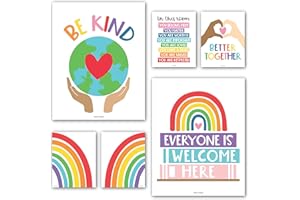 HADLEY DESIGNS 6 Regenbogen-Poster-Diversity-Poster für Klassenzimmer, Dekoration für Lehrer, Elementary – inklusive Klassenzimmer-Dekoration, Hochschule, Klassenzimmer, Poster, Diversität, Dekor für die Schule