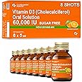Carbamide Forte Vitamin D3 60000iu Shots | Vitamin D3 60000 iu Sugar Free Oral Solution| Vitamin D 3 60K Supplement for Men & Women – 5ml Orange Flavour (Pack of 8)