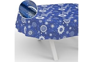 ANRO Oilcloth Tablecloth Washable Oilcloth Garden Tablecloth Outdoor Indoor Oval 200 x 140 cm Cut Edge Astrology