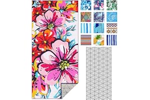 IGINOA Strandtuch XXL Microfaser Badetuch Groß Blume Rosa Badehandtücher 180x90 Strand Handtuch Sandfrei Schnelltrocknende Microfasertuch Strandtücher Dünn Leicht Saunahandtuch Beach Towel