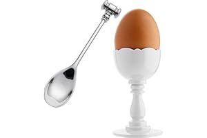 Alessi MW14SET W Coquetier avec Cuillère Ouvre Oeuf à la Coque Blanc
