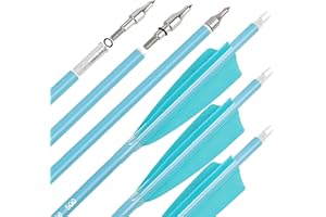 surwolf 31" Flèches de Chasse en Carbone Fluorescent 500 600 Spine avec Plume Naturelle Flèches d'Entraînement pour Tir à l'arc à Poulies/Recurve/Arc Long 6/12pcs