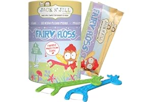 Jack N' Jill Fairy Floss Picks - 30 Individually Wrapped Dental Flossers, Tooth Flossing Sticks for Kids, Floss Harps, Slides Easily Between Teeth, Safe for Children, Make Flossing Fun - 4 Colours