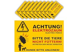 WERBEAGENTUR FINKBEINER Birsppy Warnschild Elektrozaun Set 10 Schilder - 20x13cm - Vorgebohrt - auf 3mm Hartschaumplatten