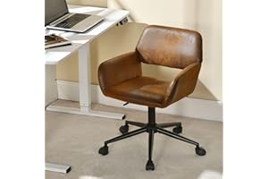 Urban Meuble Chaise de Bureau Scandinave en Roulant pivotant avec accoudoirs, Metal, Brown, 35 x 56 x 85cm